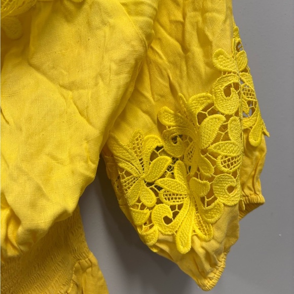 Gianni Bini Yellow Floral Crotchet Strapless Mini Dress - Picture 6 of 9